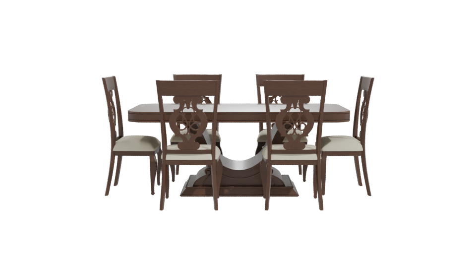 Elegant Wooden Dining Table Set - Professional 3D Model Render 11