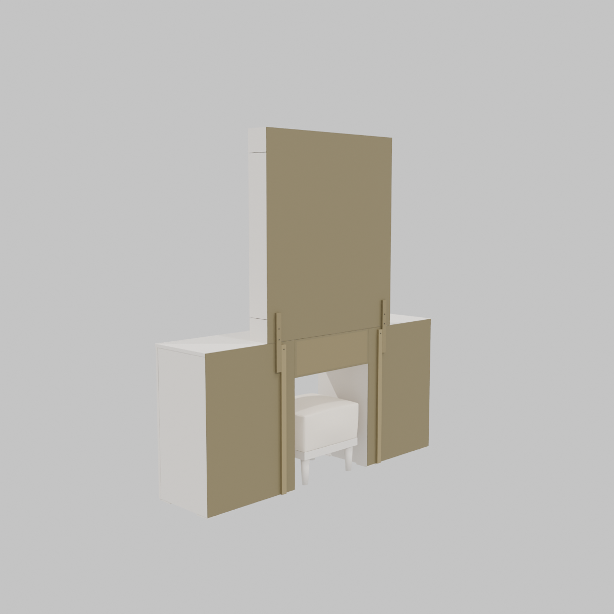 GAVETERO CON ESPEJO Y TABURETE