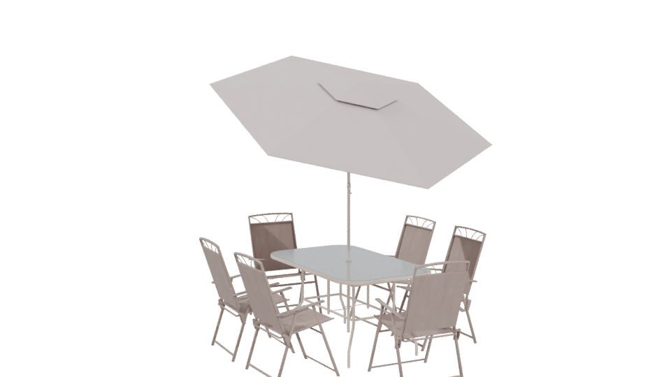 Stylish Outdoor Dining Set with Umbrella 3D Model - Professional 3D Model Render 4