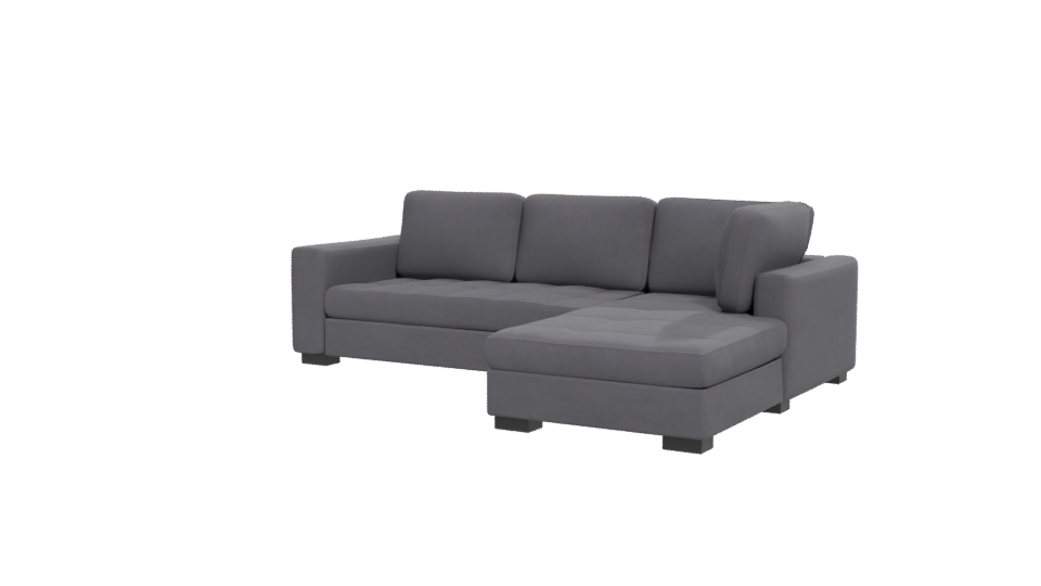Gray Fabric Sectional Sofa Model - Professional 3D Model Render 12