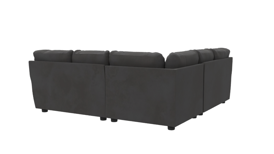 Contemporary Black Leather Sectional Sofa 3D Model - Professional 3D Model Render 6