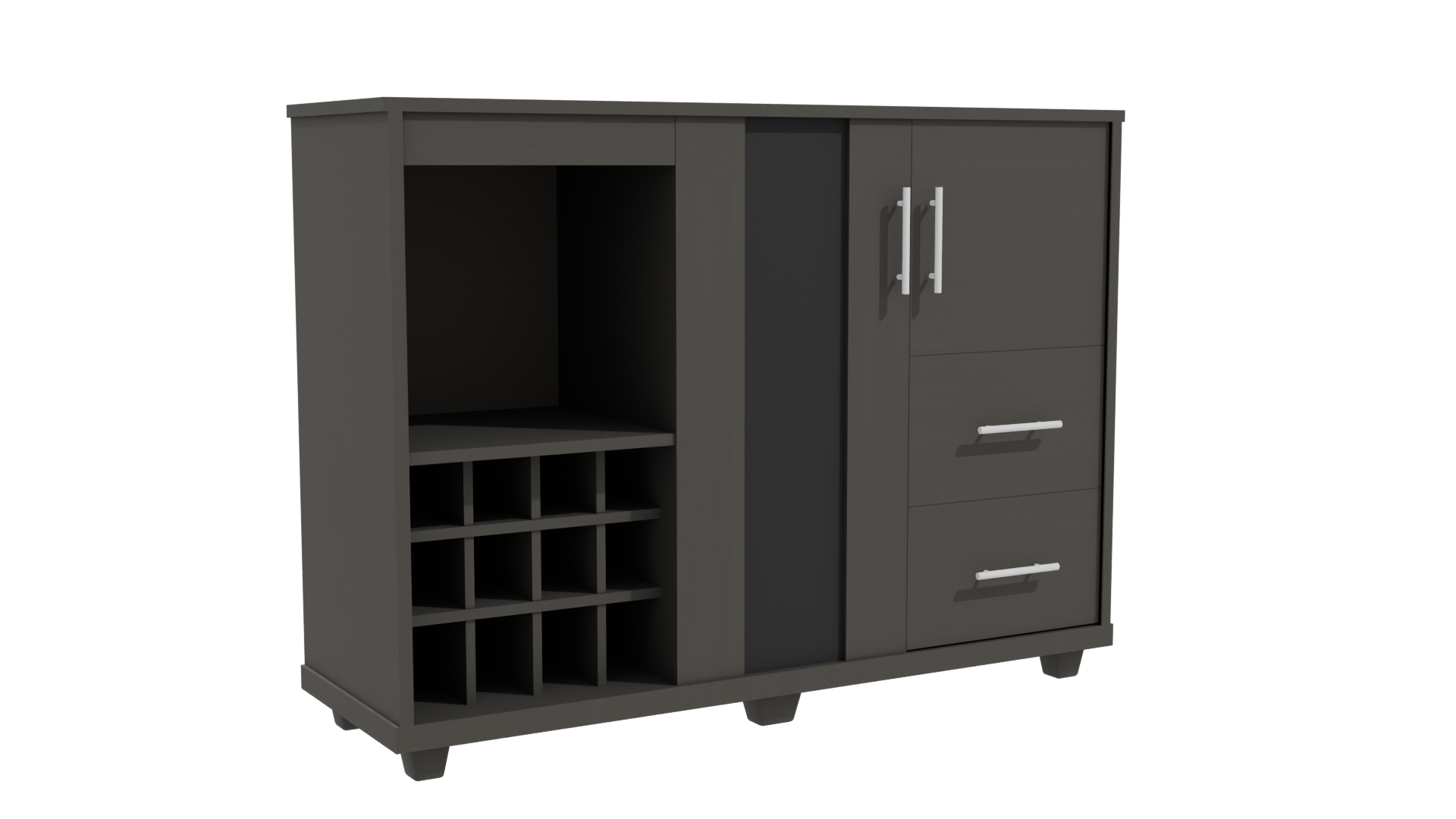 Contemporary Wooden Cabinet with Glass Doors 3D Model - Professional 3D Model Render 10