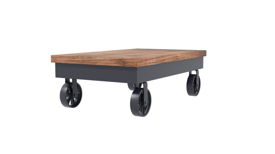 Industrial Wooden Coffee Table 3D - Professional 3D Model Render 3