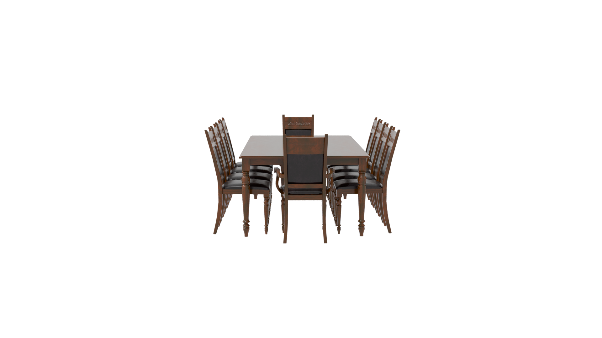 Elegant Wooden Dining Table Set - Professional 3D Model Render 8