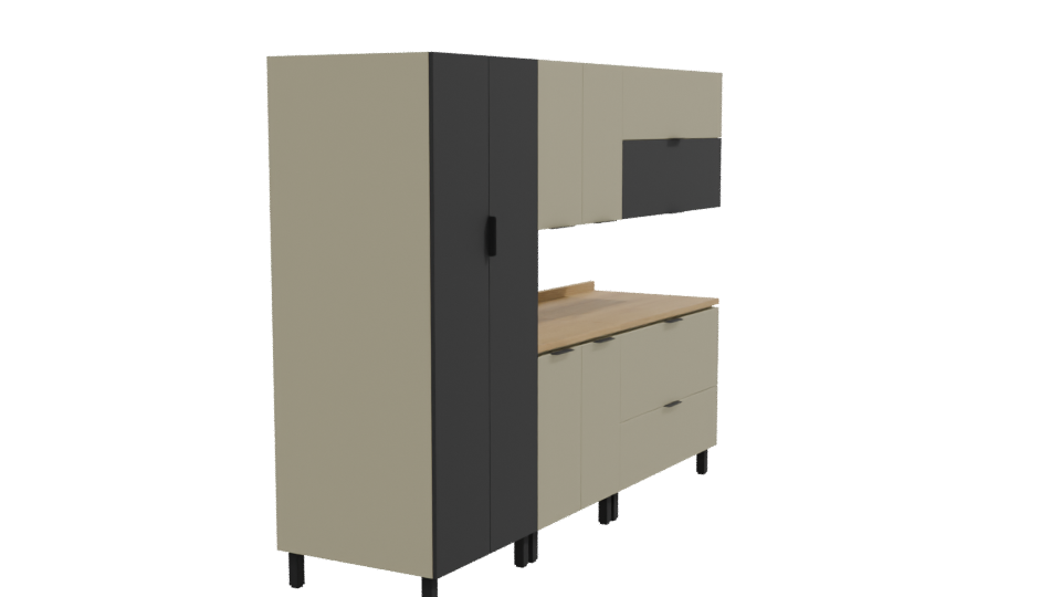 Stylish Modern Kitchen Cabinet Set 3D Model - Professional 3D Model Render 9