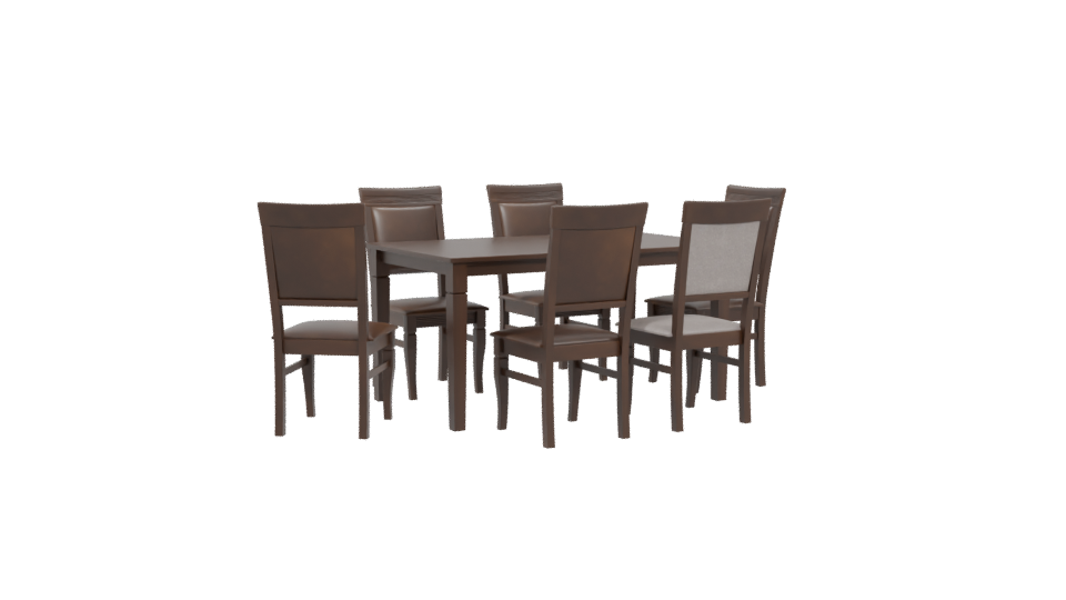 Elegant Wooden Dining Table Set - Professional 3D Model Render 4