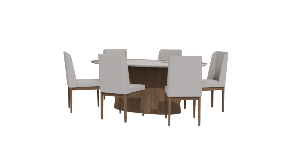 Contemporary Round Dining Table Set - Professional 3D Model Render 12