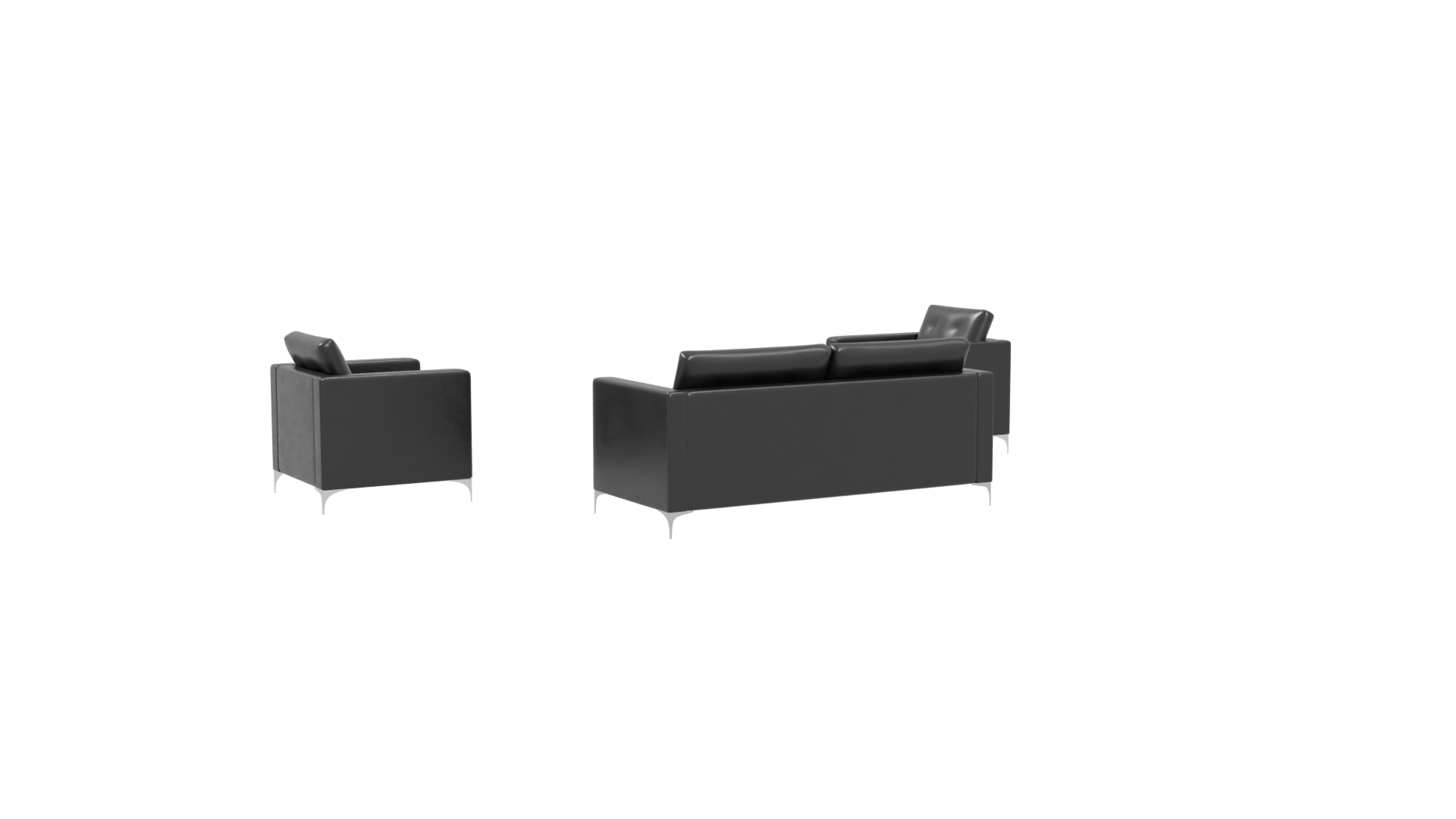 Elegant Black Sofa Set 3D Model - Professional 3D Model Render 4
