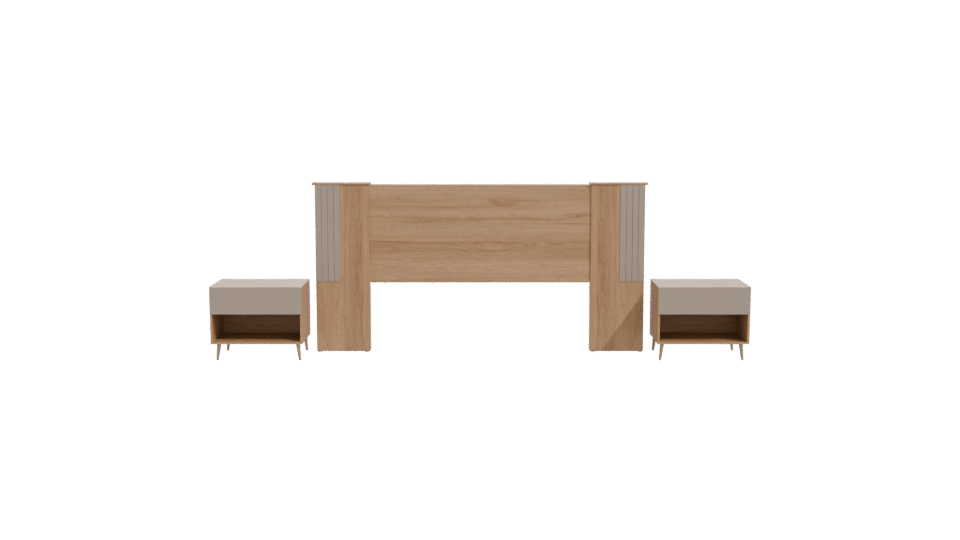 Modern Headboard with Nightstands 3D - Professional 3D Model Render 11