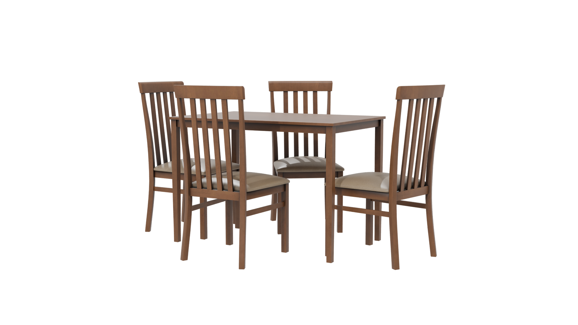 Stylish Wooden Dining Set 3D - Professional 3D Model Render 6