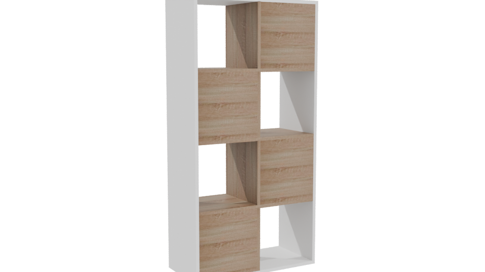 Minimalist Wooden Bookshelf 3D Model - Professional 3D Model Render 4