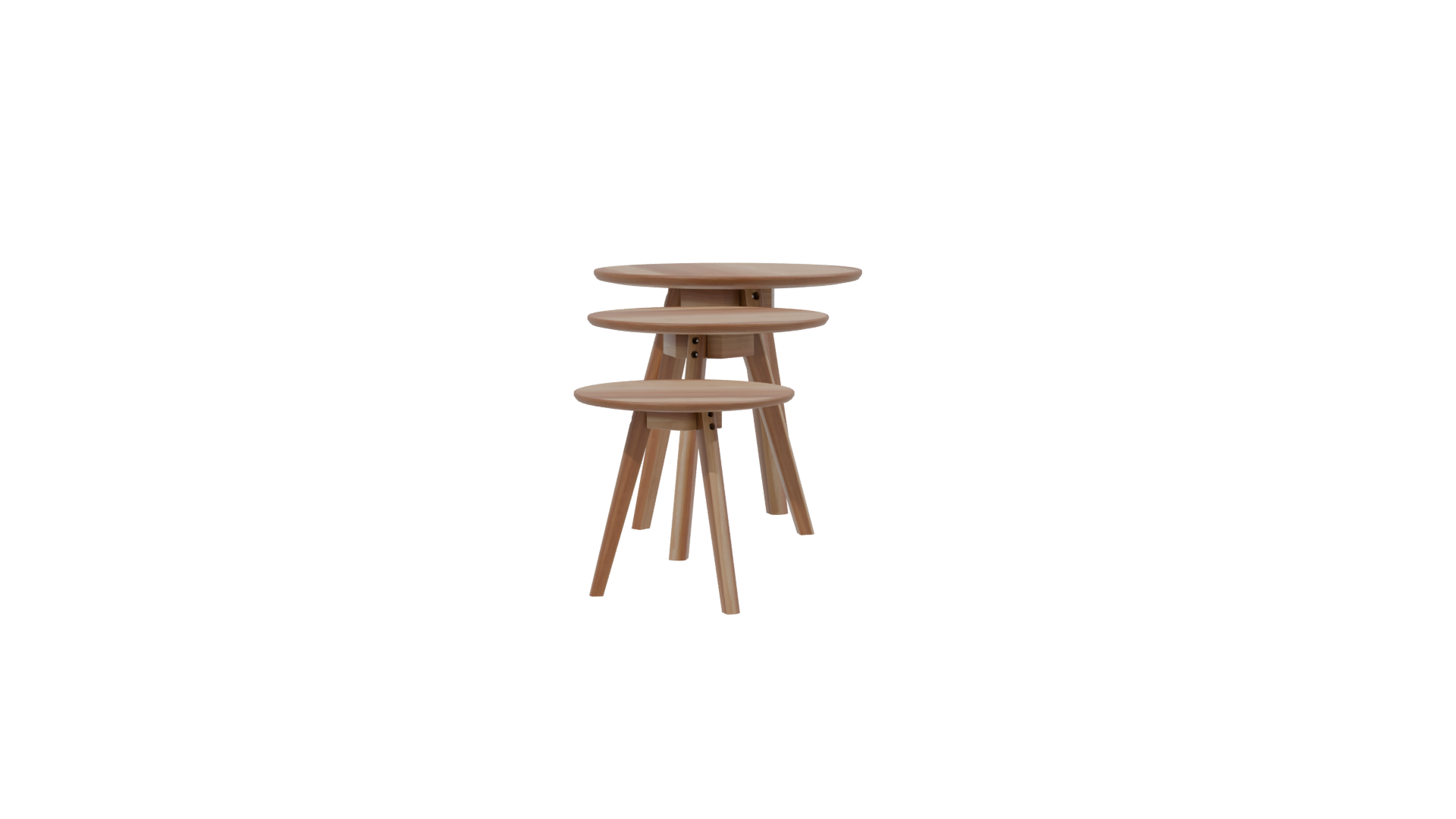 Stylish Wooden Side Table Set - Professional 3D Model Render 2