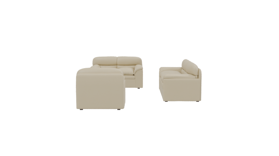 Stylish Leather Sofa Set 3D - Professional 3D Model Render 2