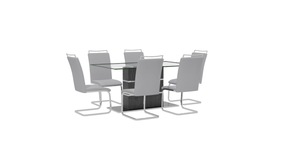Modern Glass Dining Table Set - Professional 3D Model Render 13