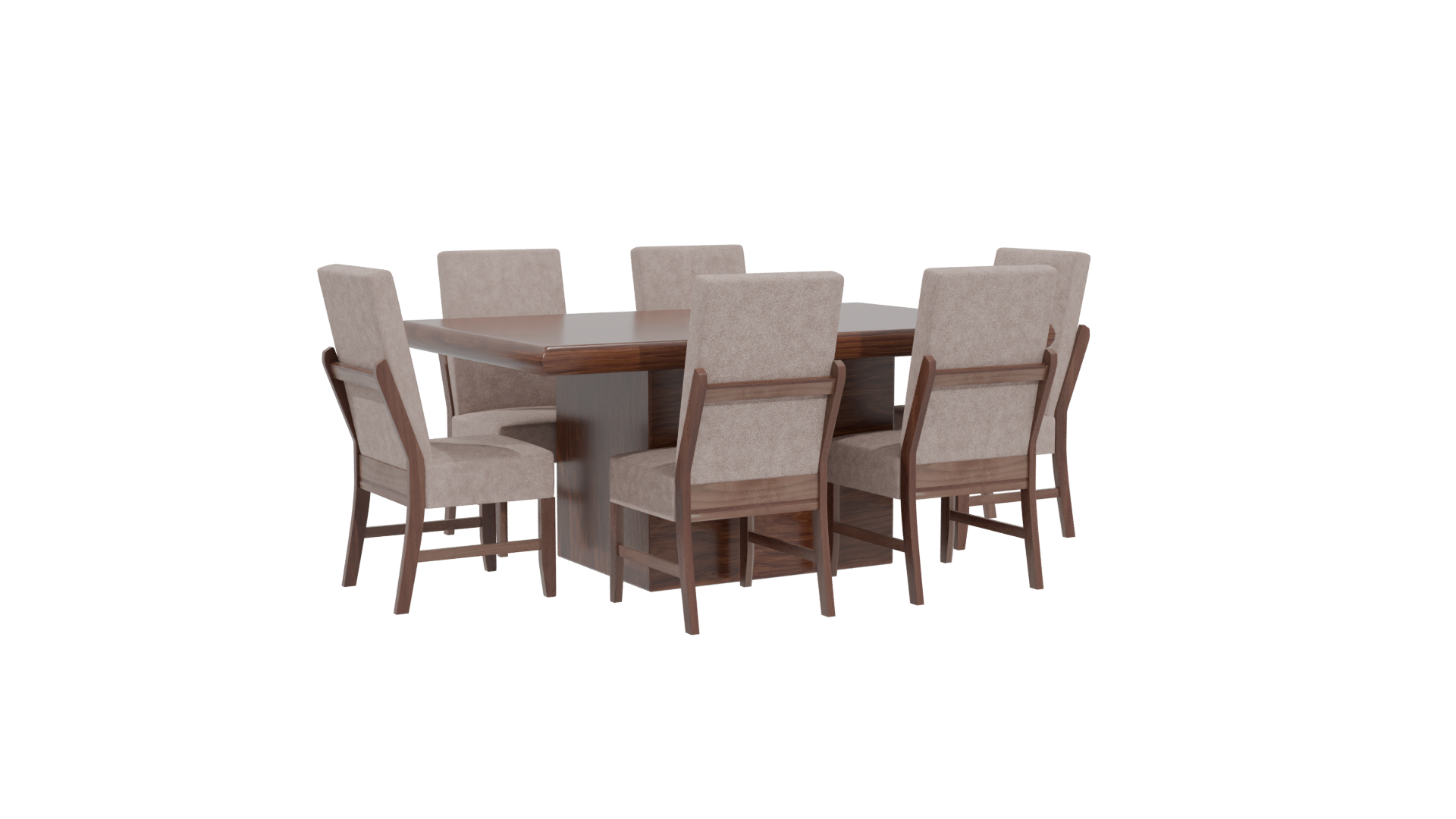 Stylish Wooden Dining Table Set - Professional 3D Model Render 13