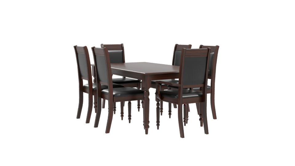 Elegant Wooden Dining Table Set 3D Model - Professional 3D Model Render 10