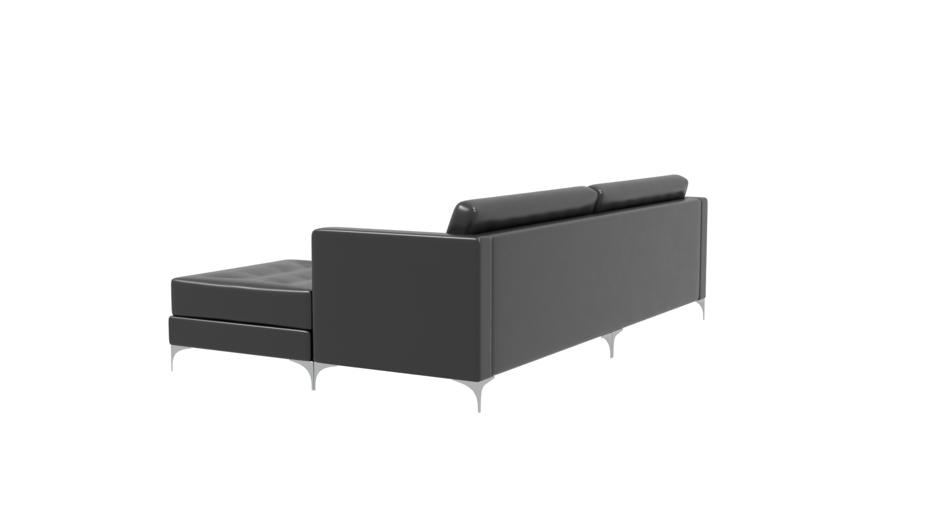 Stylish Black Leather Sofa Set - Professional 3D Model Render 3