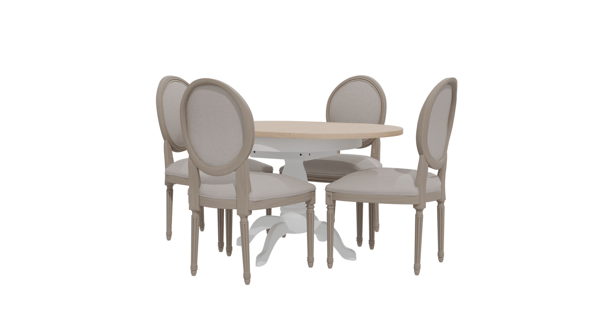 Elegant Round Dining Table with Upholstered Chairs 3D Model - Professional 3D Model Render 12