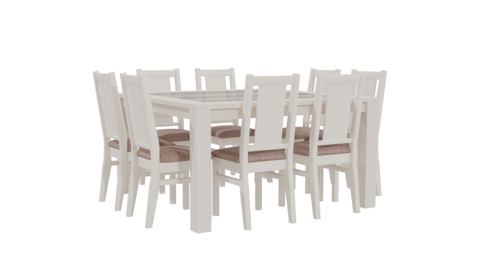 Stylish White Dining Table Set 3D Model - Professional 3D Model Render 4