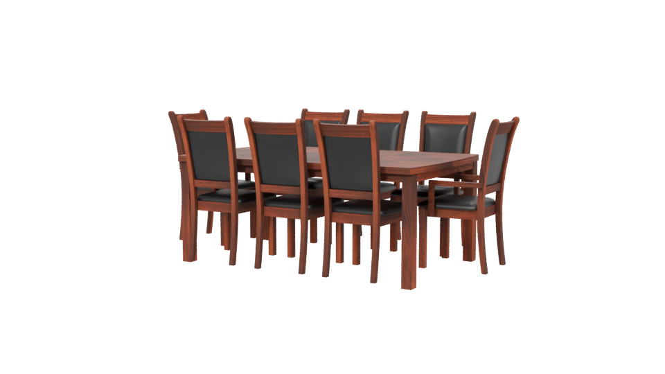 Elegant Wooden Dining Table with Chairs Set 3D Model - Professional 3D Model Render 6