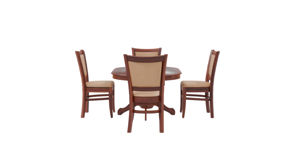 Stylish Round Wooden Dining Set - Professional 3D Model Render 8