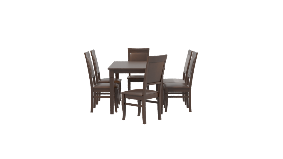 Elegant Wooden Dining Table Set - Professional 3D Model Render 2