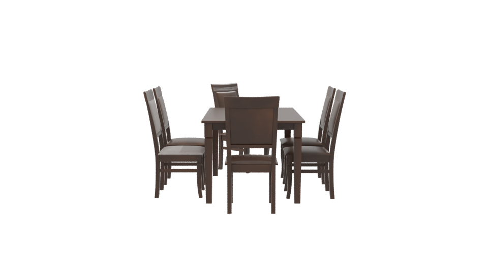 Elegant Wooden Dining Table Set - Professional 3D Model Render 8