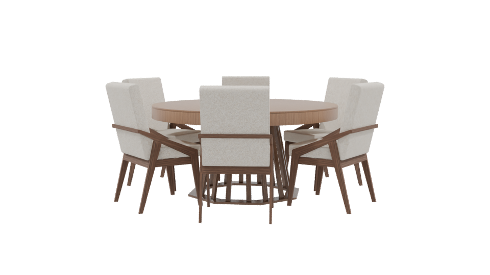 Stylish Round Dining Table Set - Professional 3D Model Render 9