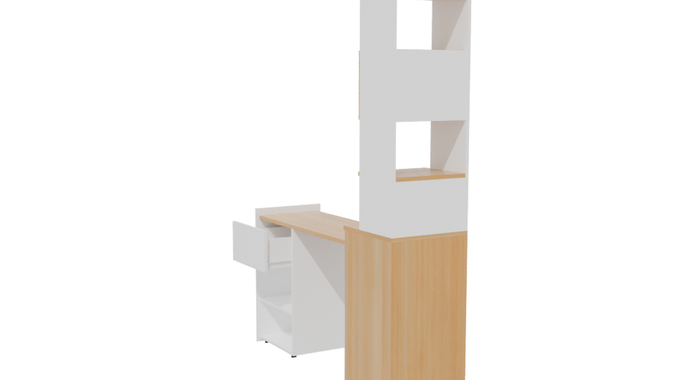 Contemporary Wooden Office Desk with Storage - Professional 3D Model Render 13