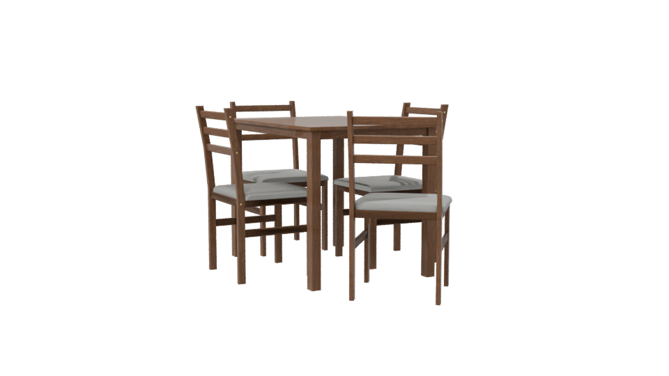 Stylish Wooden Dining Table Set with Chairs 3D Model - Professional 3D Model Render 7