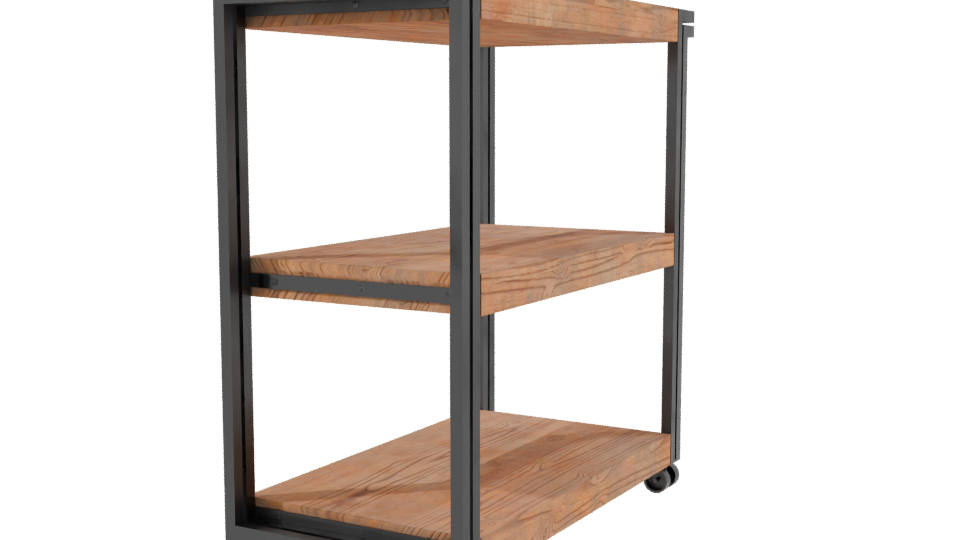Industrial Wooden Shelf Rack 3D - Professional 3D Model Render 3