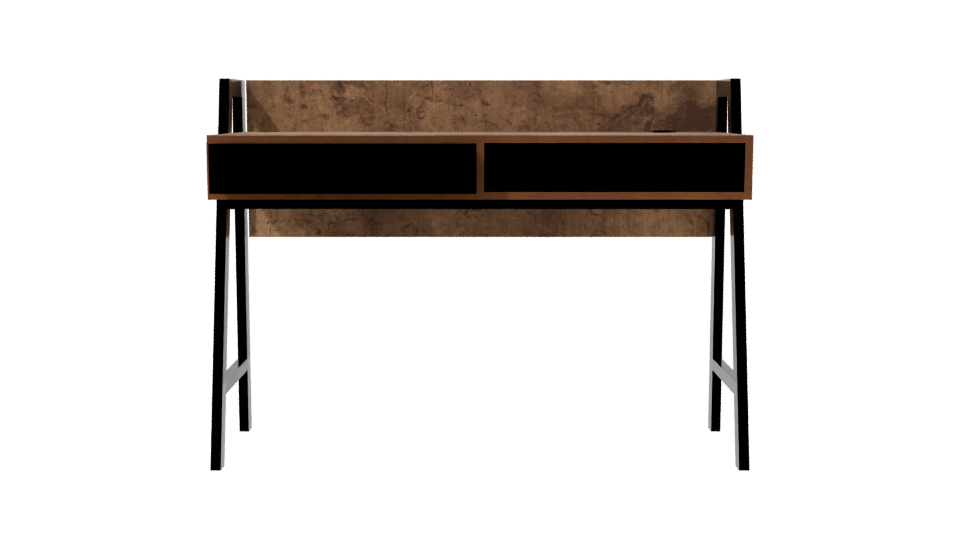 Stylish Industrial Wooden Desk Model - Professional 3D Model Render 2