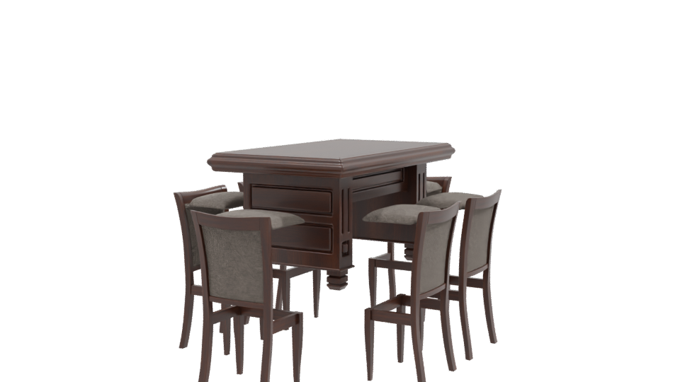Elegant Wooden Dining Table Set - Professional 3D Model Render 9