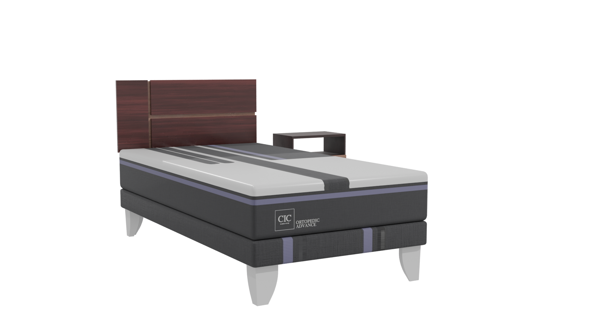 Stylish Bed with Nightstand Model - Professional 3D Model Render 10