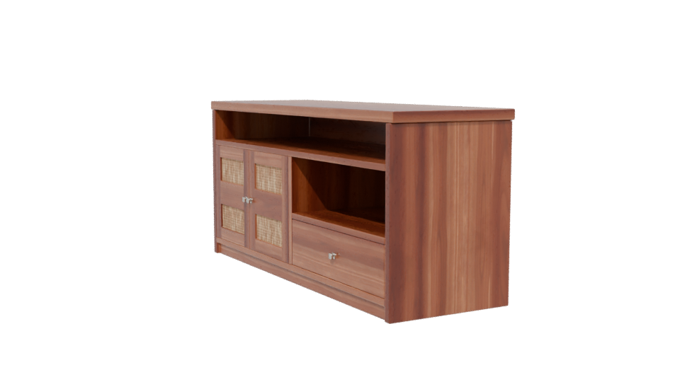 Elegant Wooden TV Stand with Storage Baskets 3D Model - Professional 3D Model Render 13