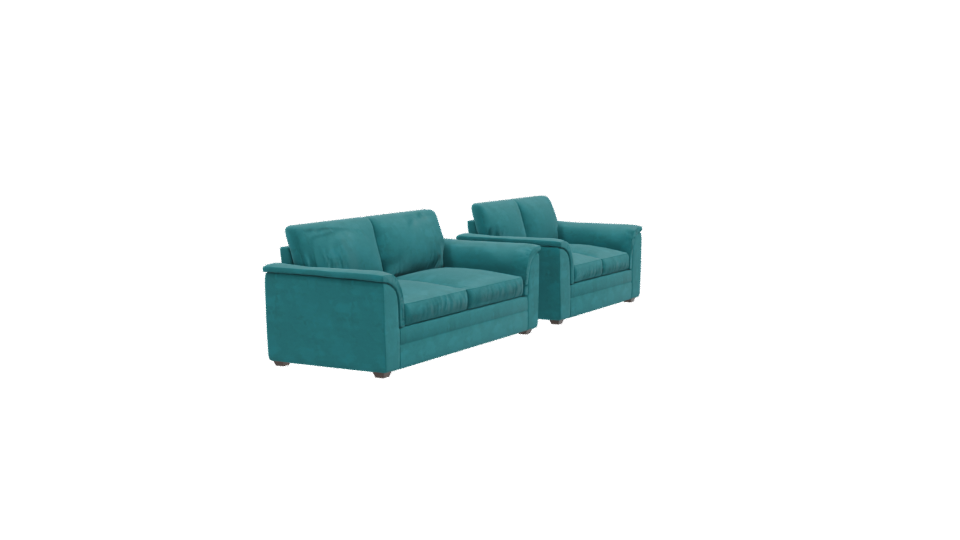 Stylish Teal Fabric Sofa Set 3D Model - Professional 3D Model Render 9