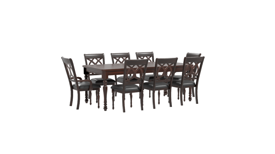 Elegant Wooden Dining Set Model - Professional 3D Model Render 10
