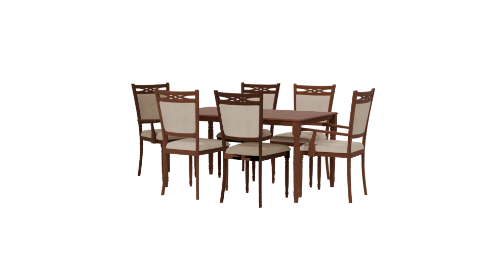 Elegant Wooden Dining Set 3D - Professional 3D Model Render 6