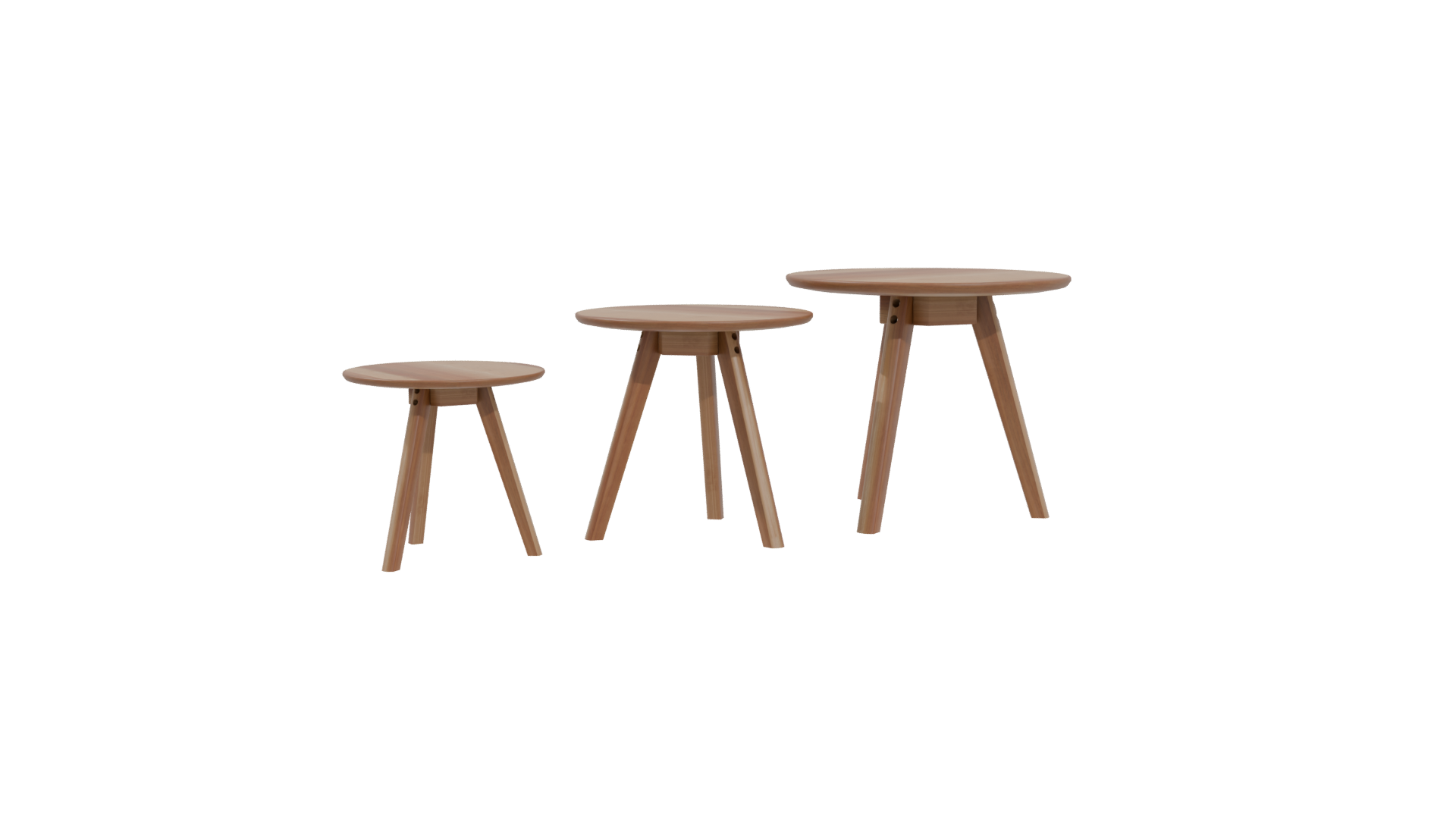 Stylish Wooden Side Table Set - Professional 3D Model Render 4