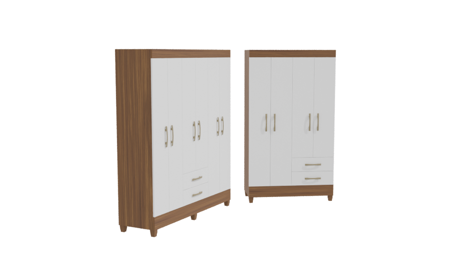 Stylish Wooden Wardrobe Set 3D - Professional 3D Model Render 10