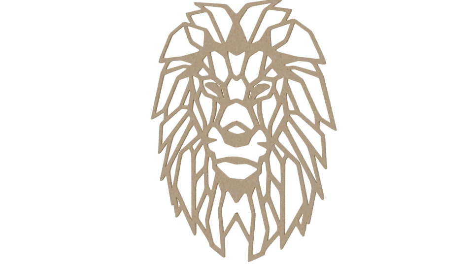 Stylized Lion Head Emblem 3D - Professional 3D Model Render 6