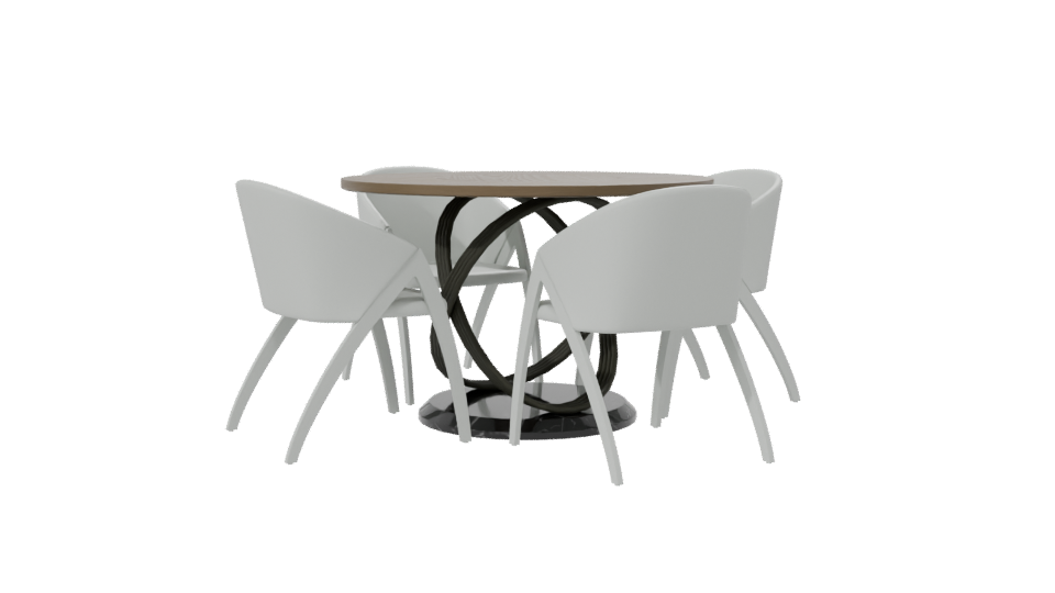 Modern Round Table Set 3D - Professional 3D Model Render 7