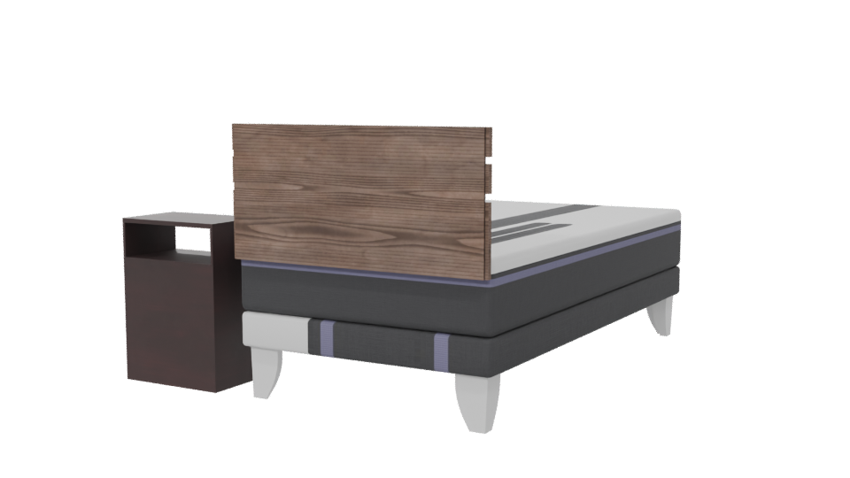 Minimalist Bed and Nightstand Set - Professional 3D Model Render 6
