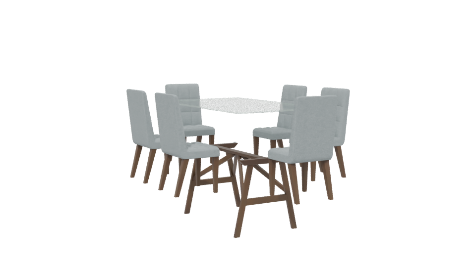 Stylish Glass Dining Table Set - Professional 3D Model Render 13