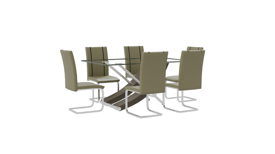 Modern Glass Dining Table Set - Professional 3D Model Render 7