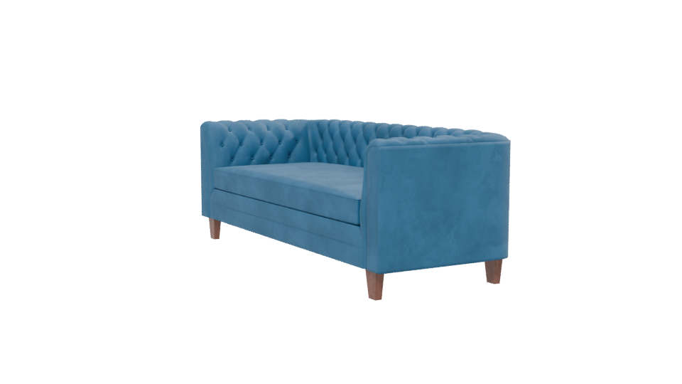 Stylish Blue Upholstered Sofa - Professional 3D Model Render 13