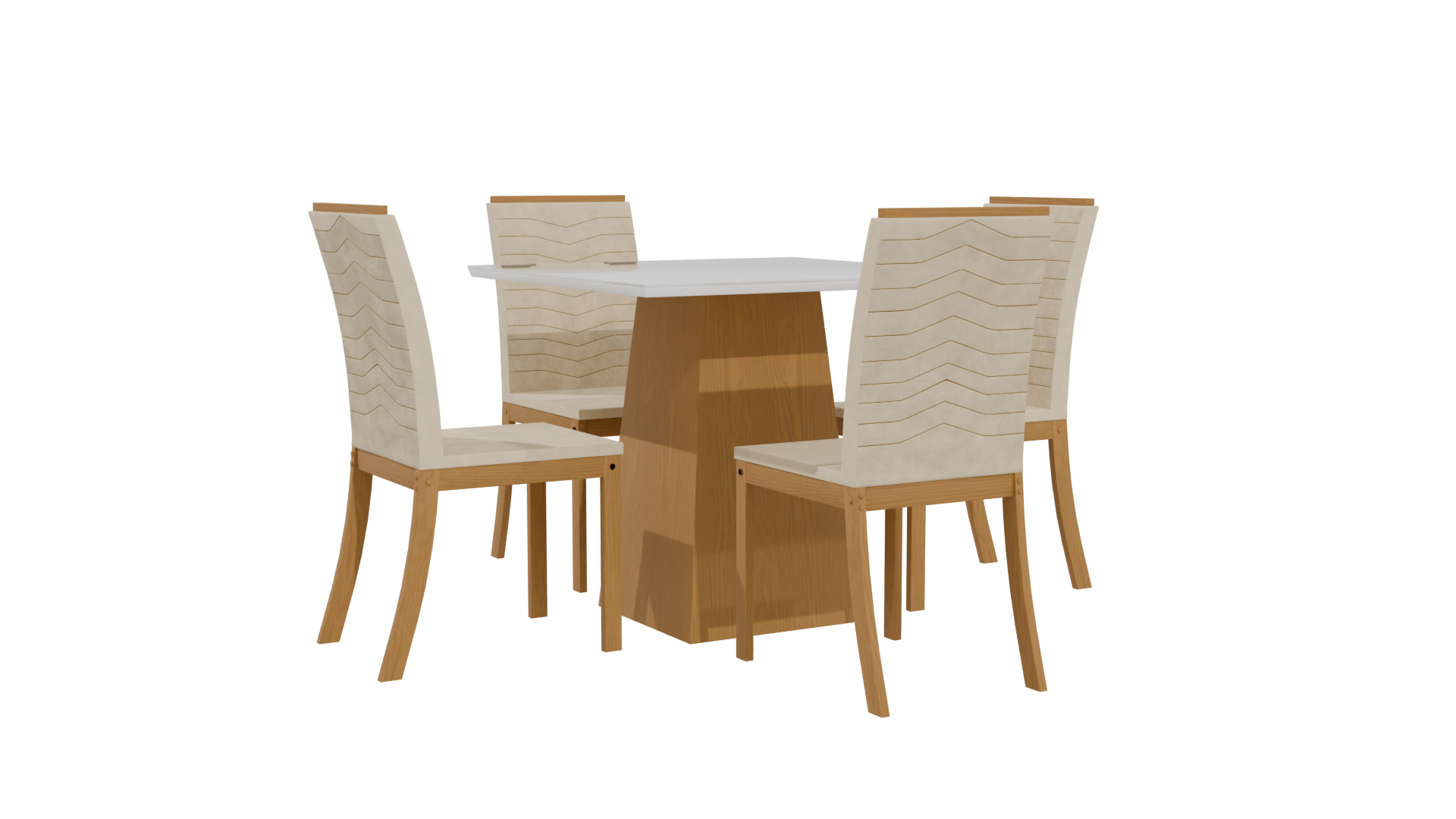 Stylish Wooden Dining Set 3D - Professional 3D Model Render 4