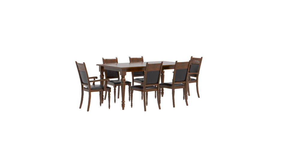 Elegant Wooden Dining Table Set - Professional 3D Model Render 10