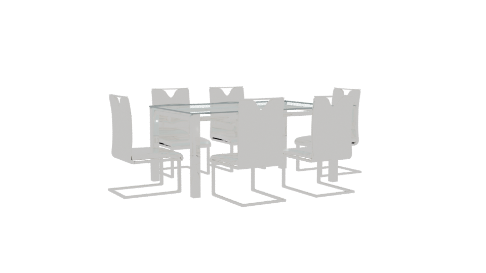 Modern Glass Dining Table Set - Professional 3D Model Render 10