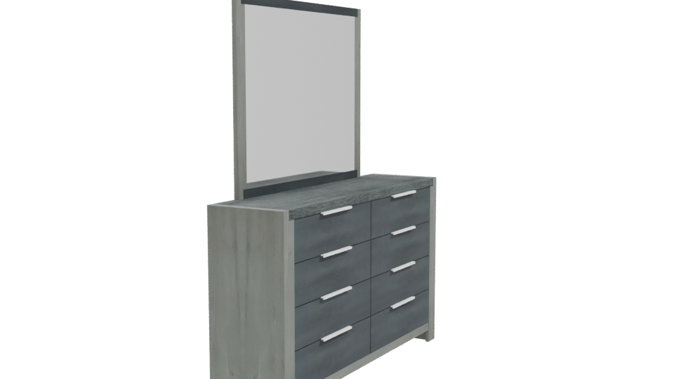 Contemporary Dresser with Mirror - Professional 3D Model Render 9